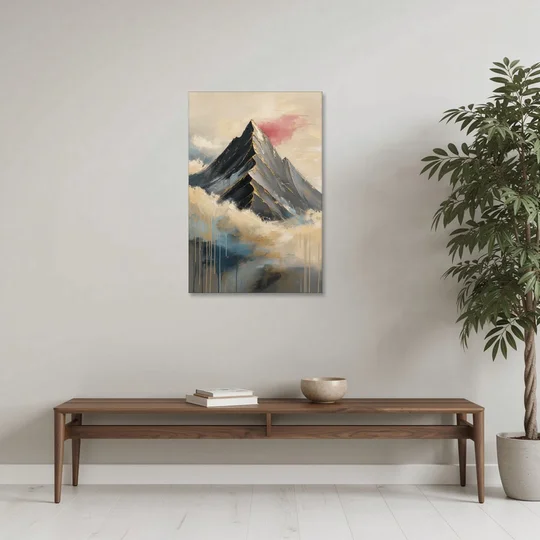Contemporary Wall Art Black Peak Above Ivory Clouds - Canvas Wall Art - Coffee Table - 24x36