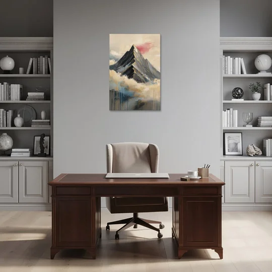 Contemporary Wall Art Black Peak Above Ivory Clouds - Canvas Wall Art - Office - 24x36