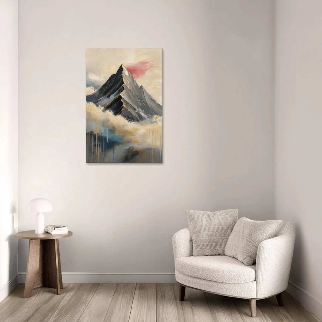 Contemporary Wall Art Black Peak Above Ivory Clouds - Canvas Wall Art - Sofa - 24x36