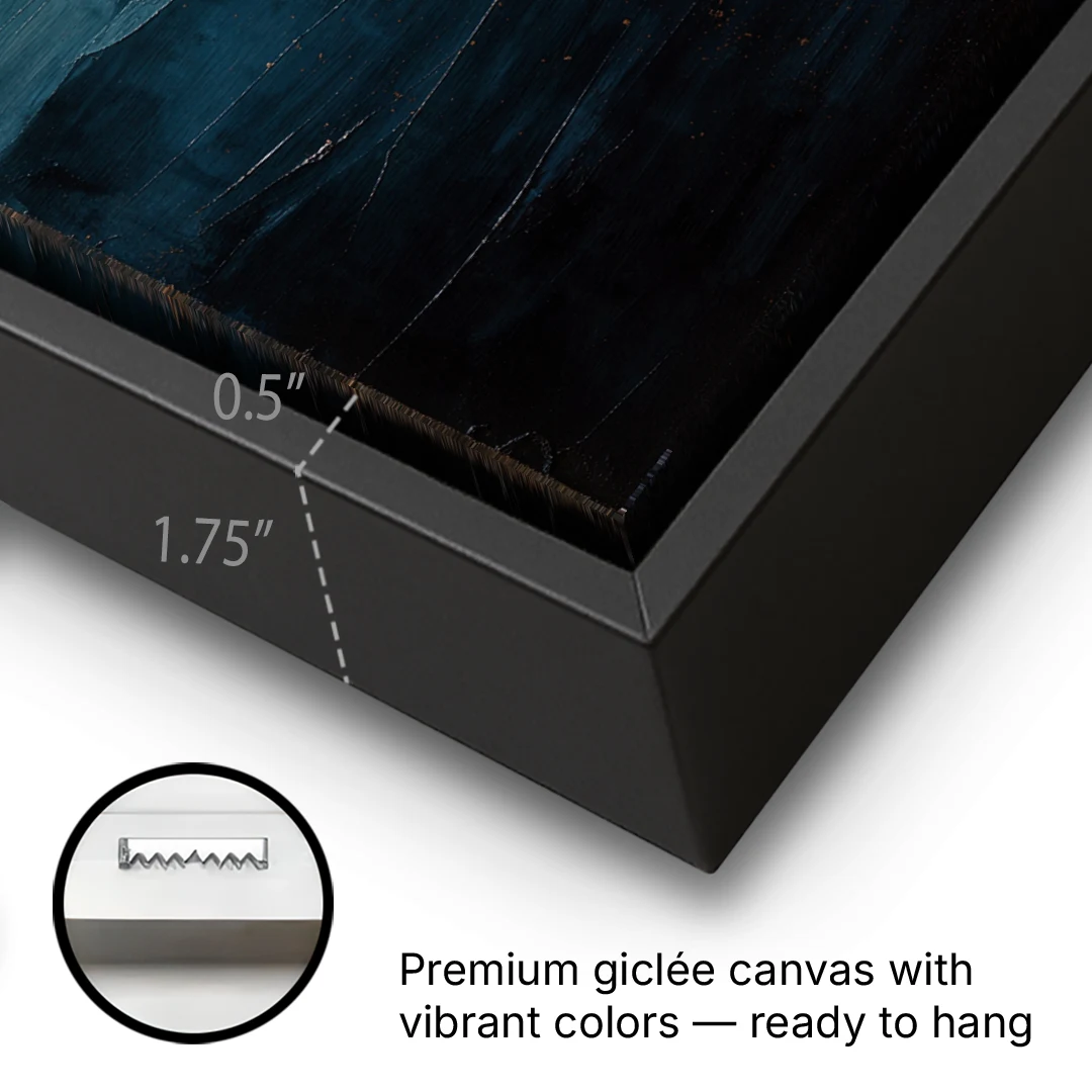 Copper Light Sinking Through Green Water for a Masculine Bedroom - Black Framed Canvas Wall Art - Gallery Wrap Corner