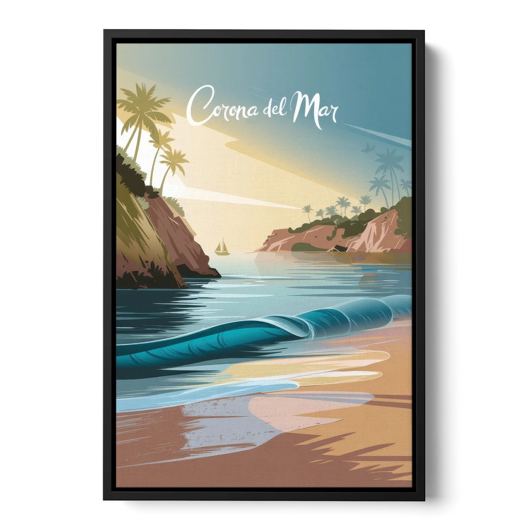 Corona Beach Vibes - Black Framed Canvas Wall Art - Front