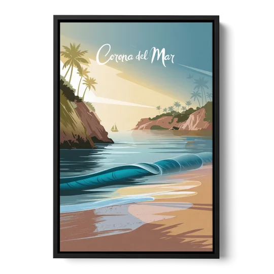 Corona Beach Vibes - Black Framed Canvas Wall Art - Front