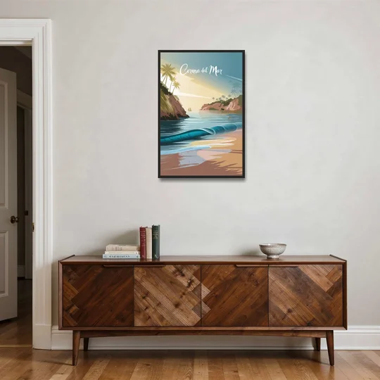 Corona Beach Vibes - Black Framed Canvas Wall Art - Coffee Table - 24x36