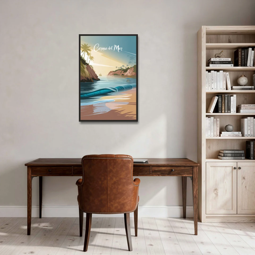 Corona Beach Vibes - Black Framed Canvas Wall Art - Office - 24x36
