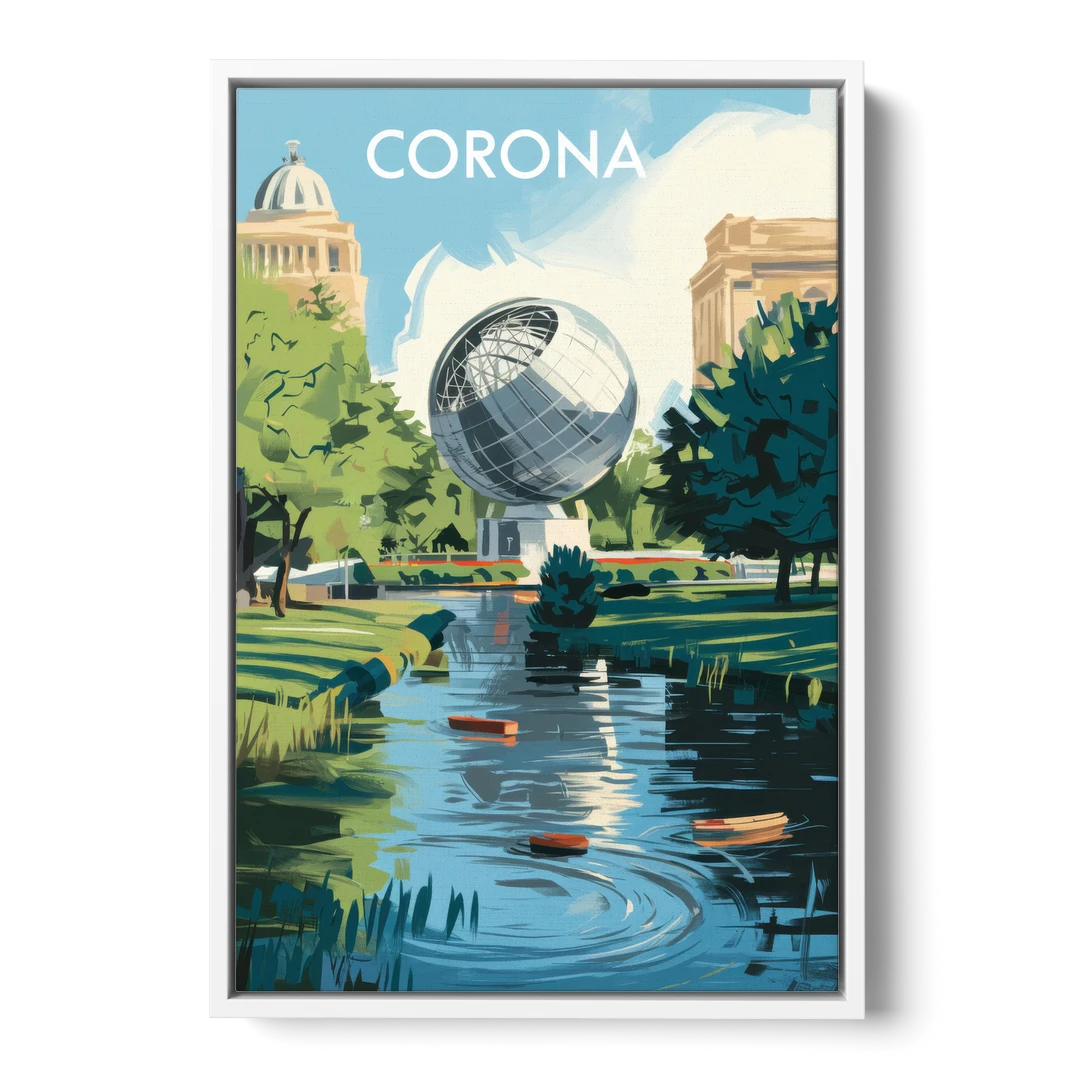 Corona Historic Landmarks - White Framed Canvas Wall Art - Front