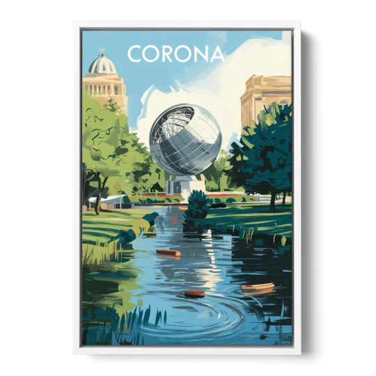Corona Historic Landmarks - White Framed Canvas Wall Art - Front