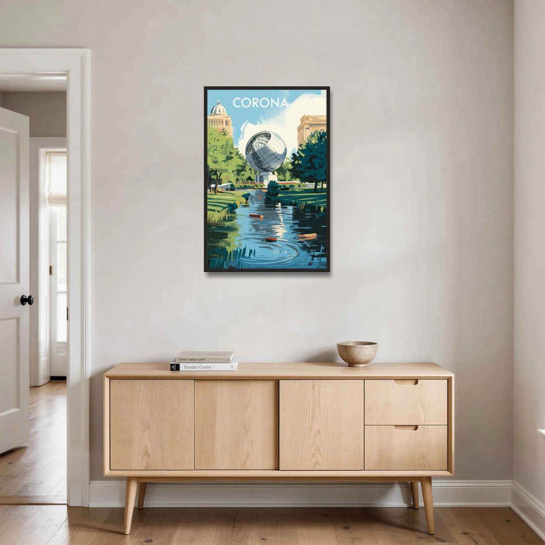 Corona Historic Landmarks - Black Framed Canvas Wall Art - Coffee Table - 24x36
