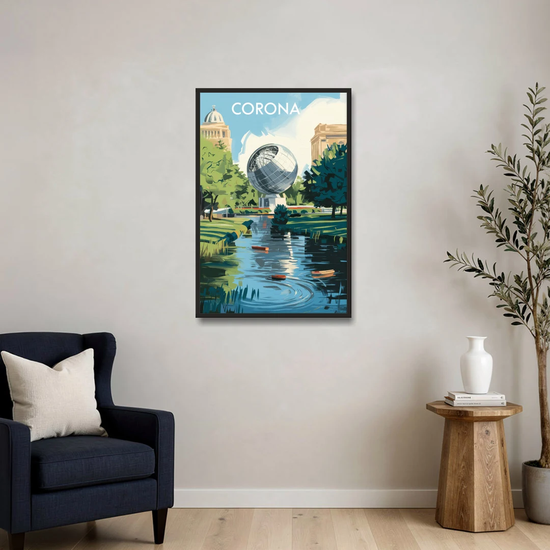 Corona Historic Landmarks - Black Framed Canvas Wall Art - Sofa - 24x36