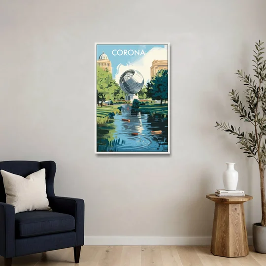 Corona Historic Landmarks - White Framed Canvas Wall Art - Sofa - 24x36
