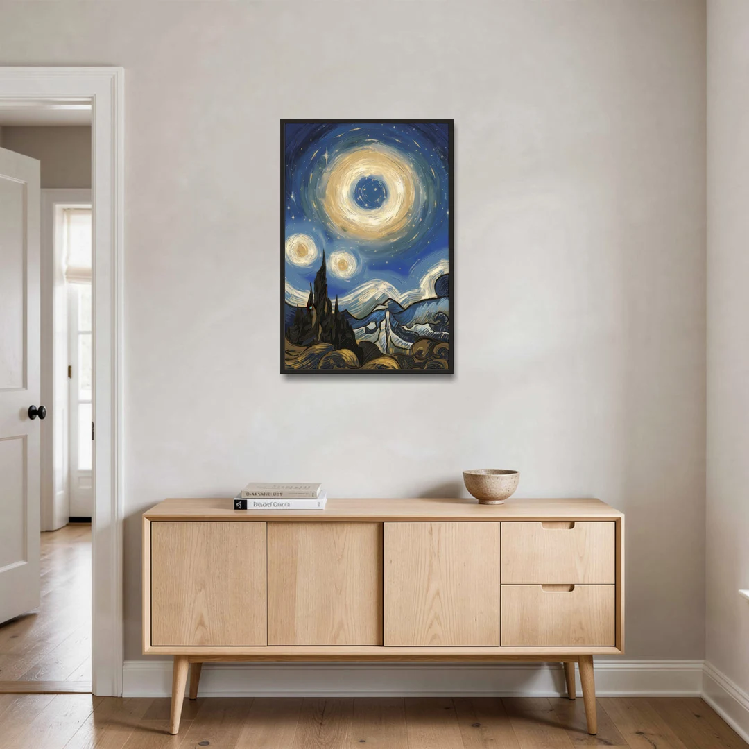 Corona Nightscape Glow - Black Framed Canvas Wall Art - Coffee Table - 24x36