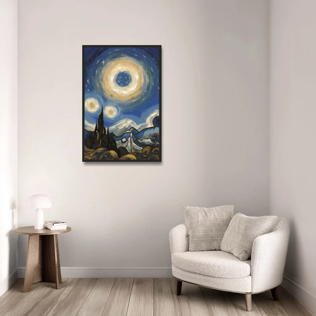 Corona Nightscape Glow - Black Framed Canvas Wall Art - Sofa - 24x36