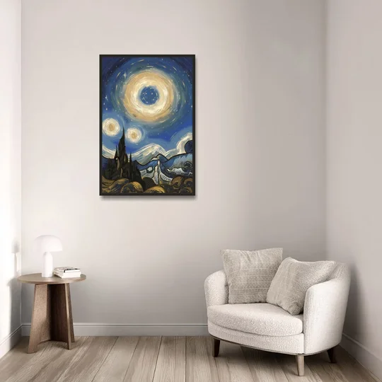 Corona Nightscape Glow - Black Framed Canvas Wall Art - Sofa - 24x36