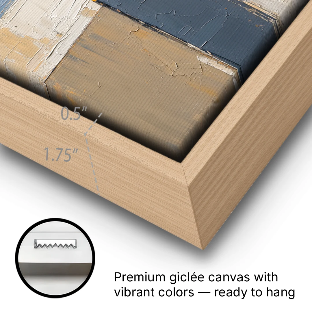 Corporate Office Wall Art of an Ochre Facade - Oak Framed Canvas Wall Art - Gallery Wrap Corner