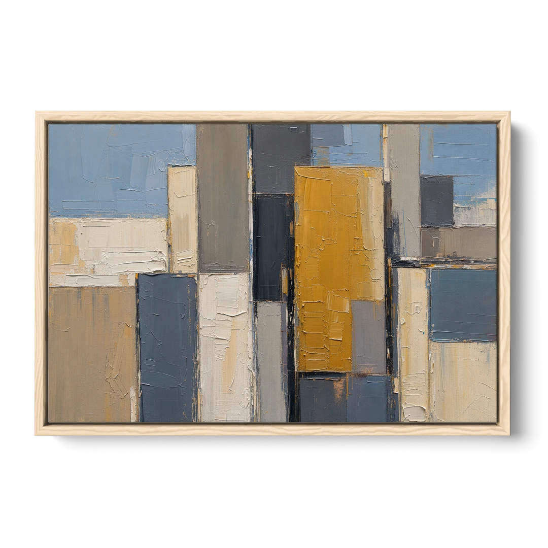 Corporate Office Wall Art of an Ochre Facade - Oak Framed Canvas Wall Art - Front