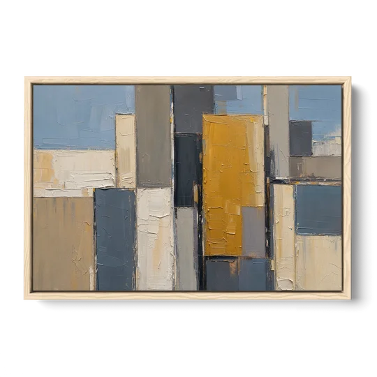 Corporate Office Wall Art of an Ochre Facade - Oak Framed Canvas Wall Art - Front