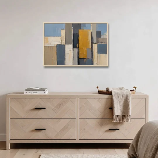 Corporate Office Wall Art of an Ochre Facade - Oak Framed Canvas Wall Art - Coffee Table - 36x24
