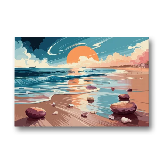 Corpus Christi Beach Sunset - Canvas Wall Art - Front