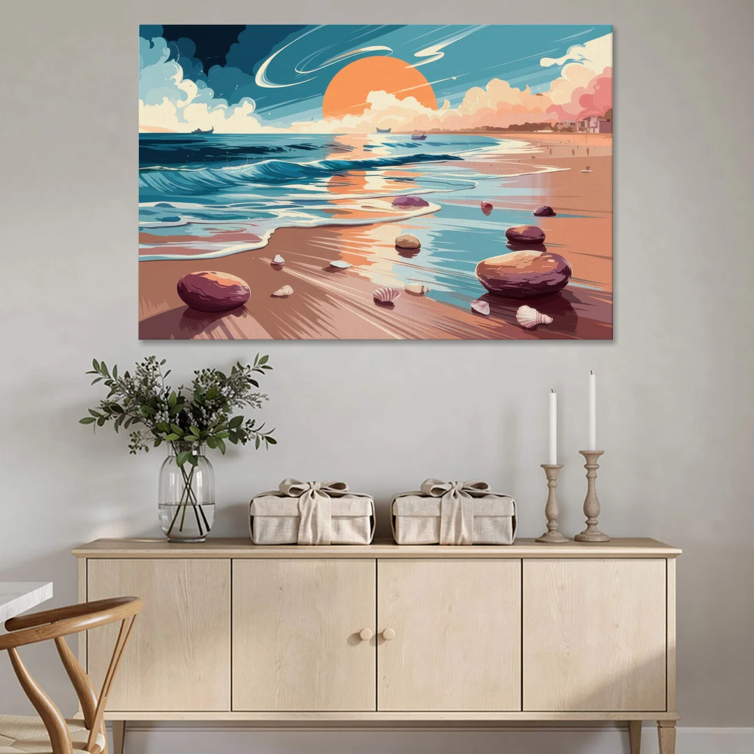 Corpus Christi Beach Sunset - Canvas Wall Art - Coffee Table - 60x40