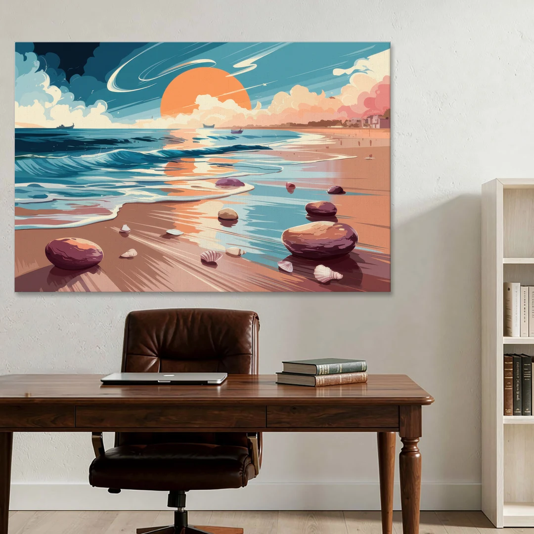 Corpus Christi Beach Sunset - Canvas Wall Art - Office - 60x40