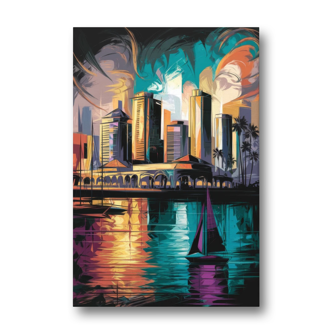 Corpus Christi Downtown Scene - Canvas Wall Art - Front