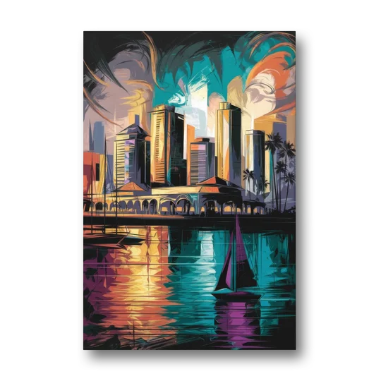 Corpus Christi Downtown Scene - Canvas Wall Art - Front