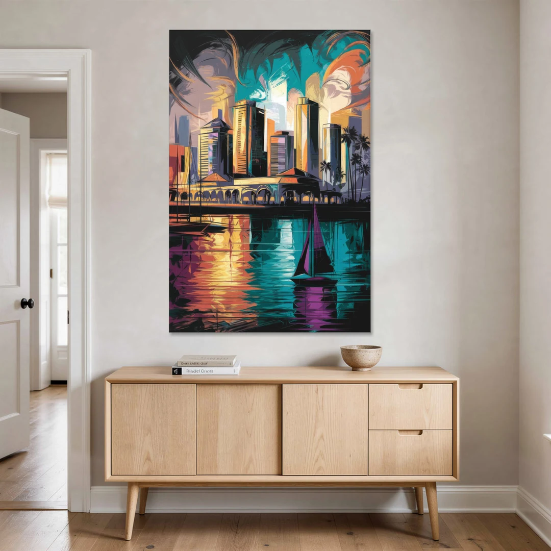 Corpus Christi Downtown Scene - Canvas Wall Art - Coffee Table - 40x60
