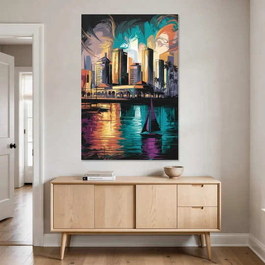 Corpus Christi Downtown Scene - Canvas Wall Art - Coffee Table - 40x60
