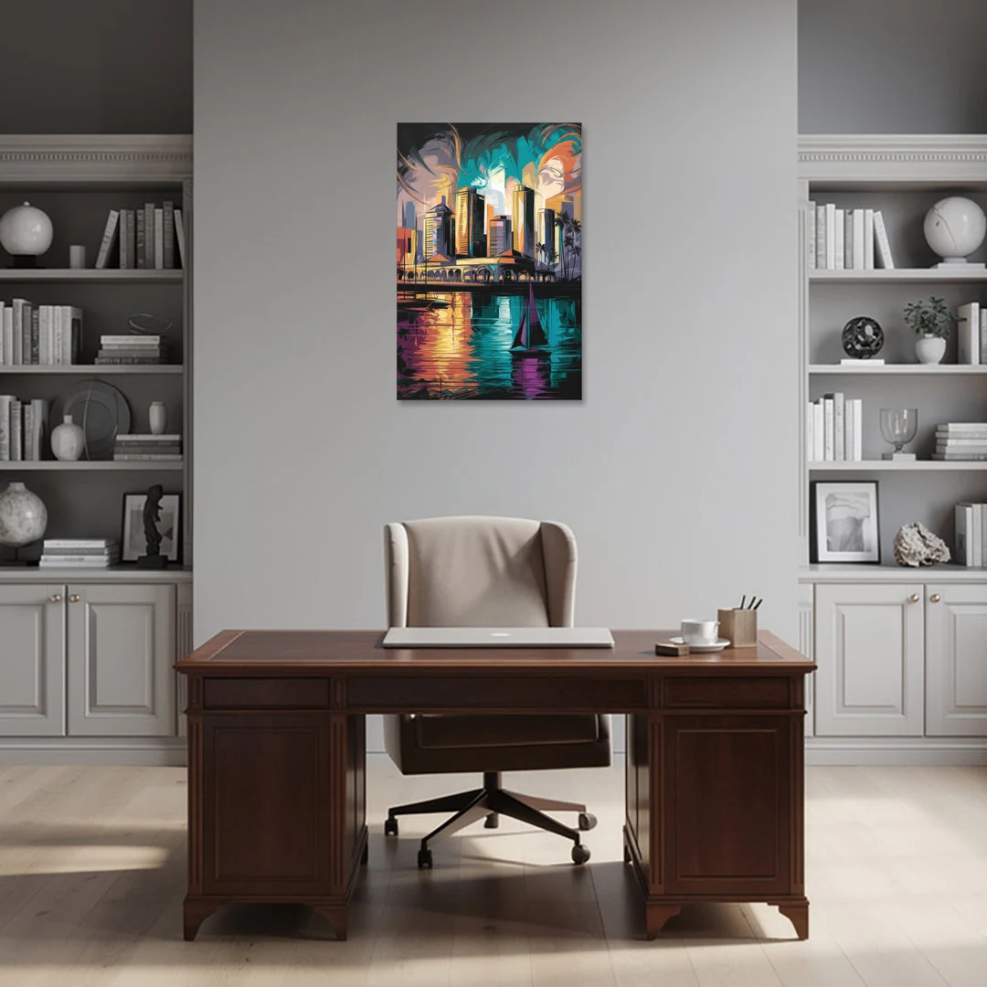 Corpus Christi Downtown Scene - Canvas Wall Art - Office - 24x36