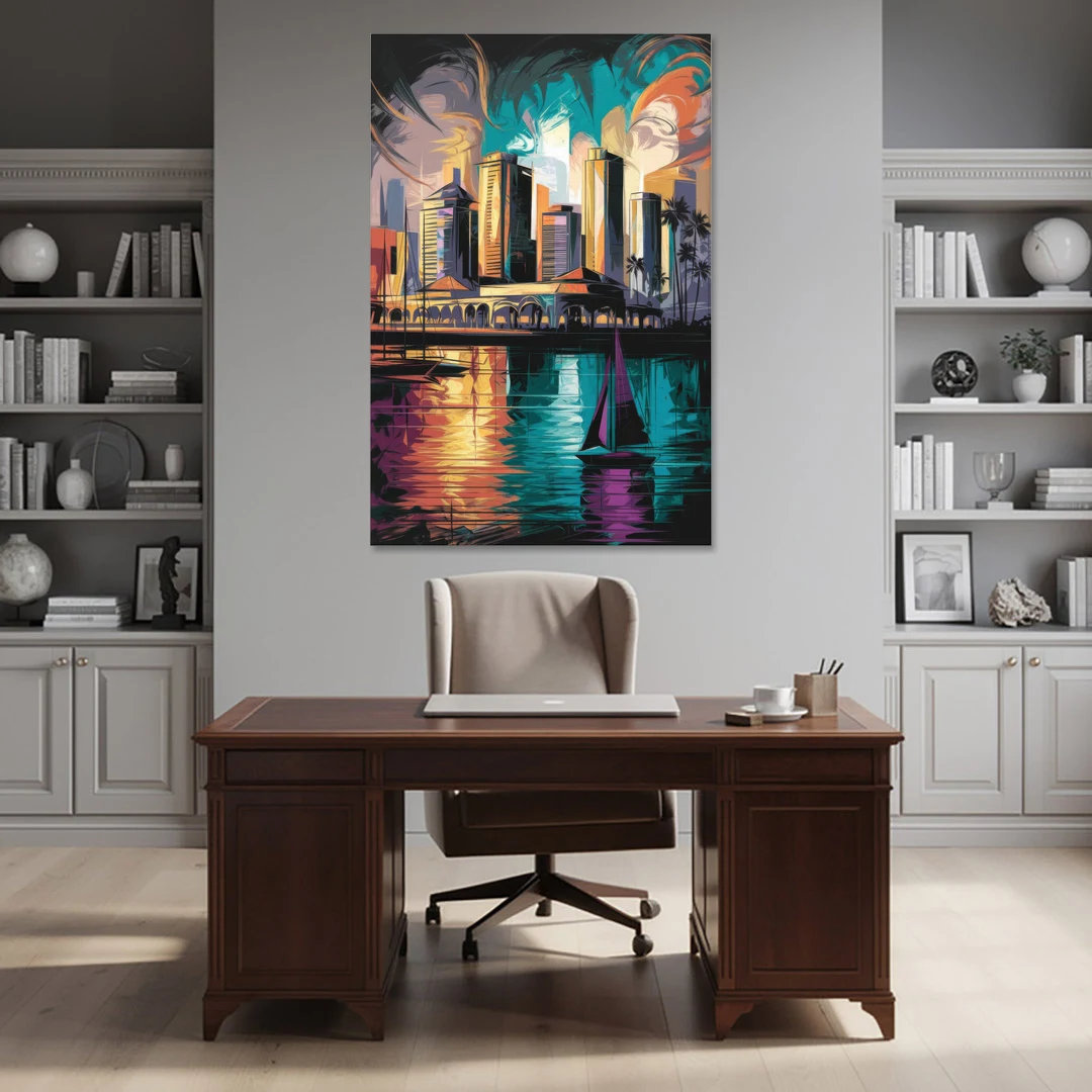 Corpus Christi Downtown Scene - Canvas Wall Art - Office - 40x60