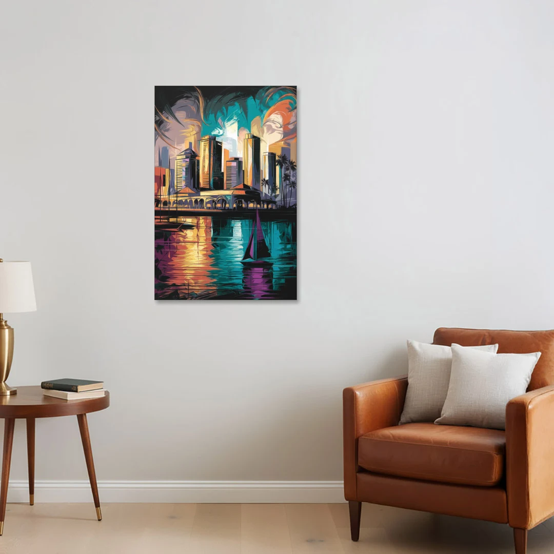 Corpus Christi Downtown Scene - Canvas Wall Art - Sofa - 24x36