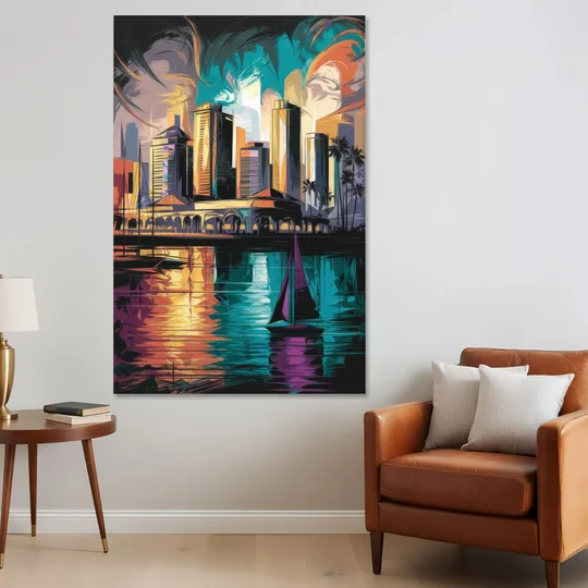 Corpus Christi Downtown Scene - Canvas Wall Art - Sofa - 40x60