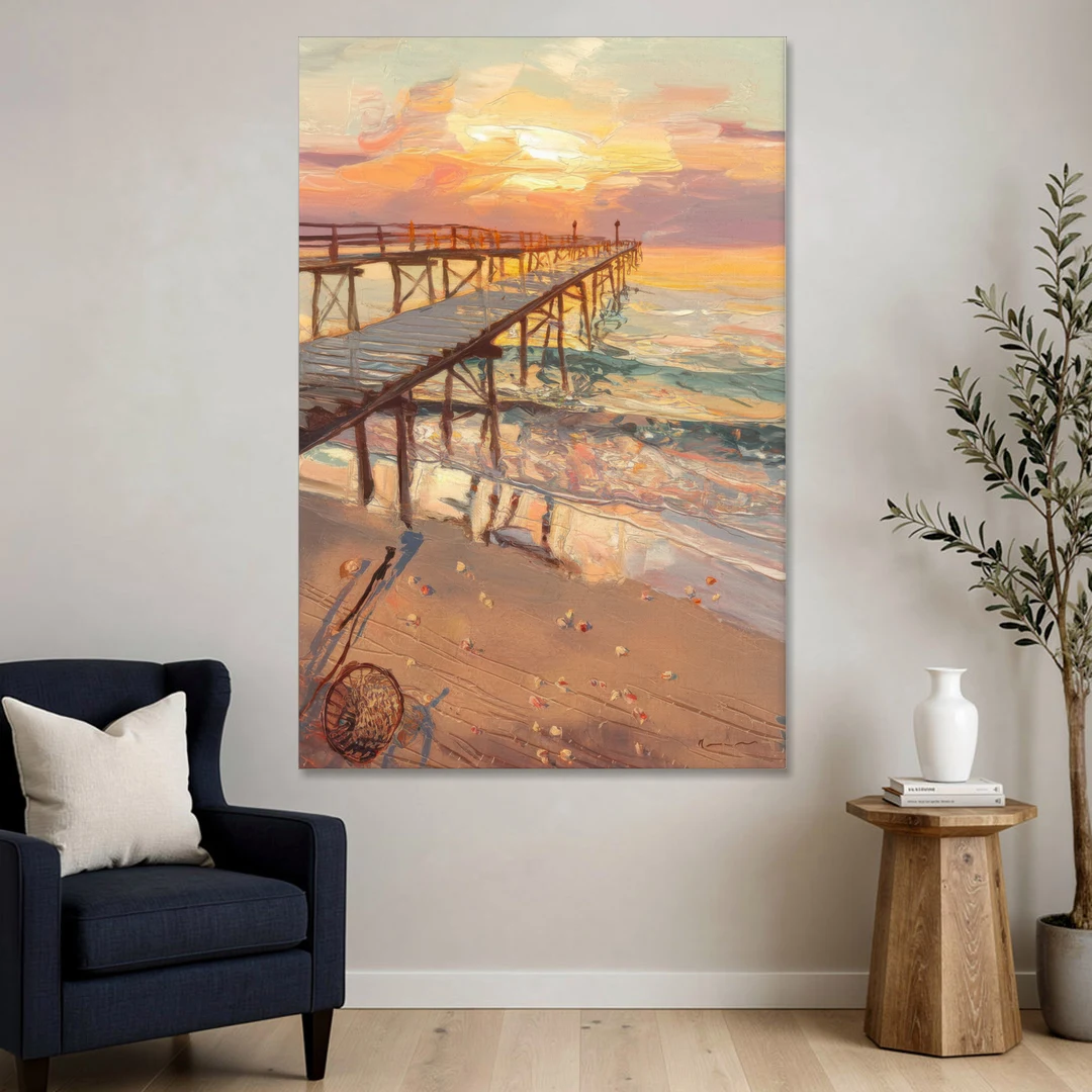 Corpus Christi Fishing Pier - Canvas Wall Art - Sofa - 40x60