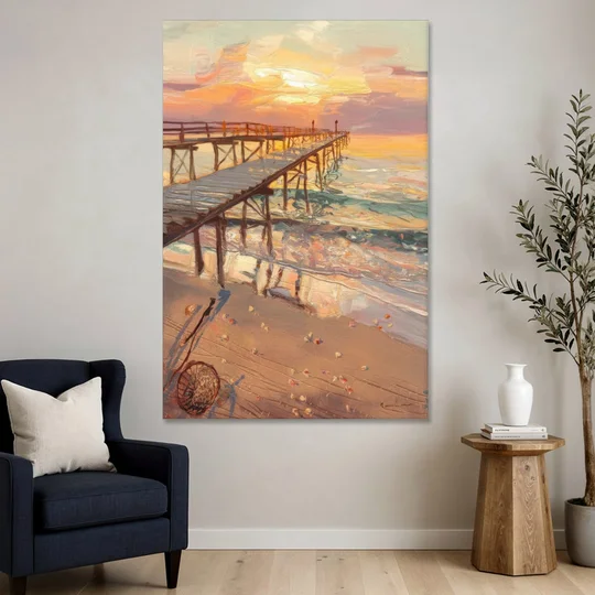 Corpus Christi Fishing Pier - Canvas Wall Art - Sofa - 40x60