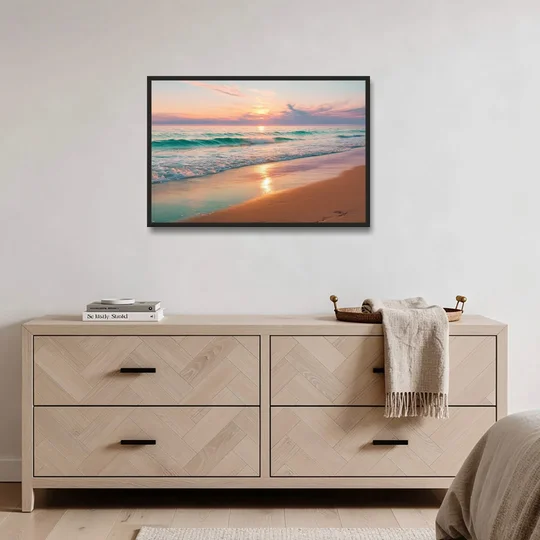 Corpus Christi Padre Island - Black Framed Canvas Wall Art - Coffee Table - 36x24