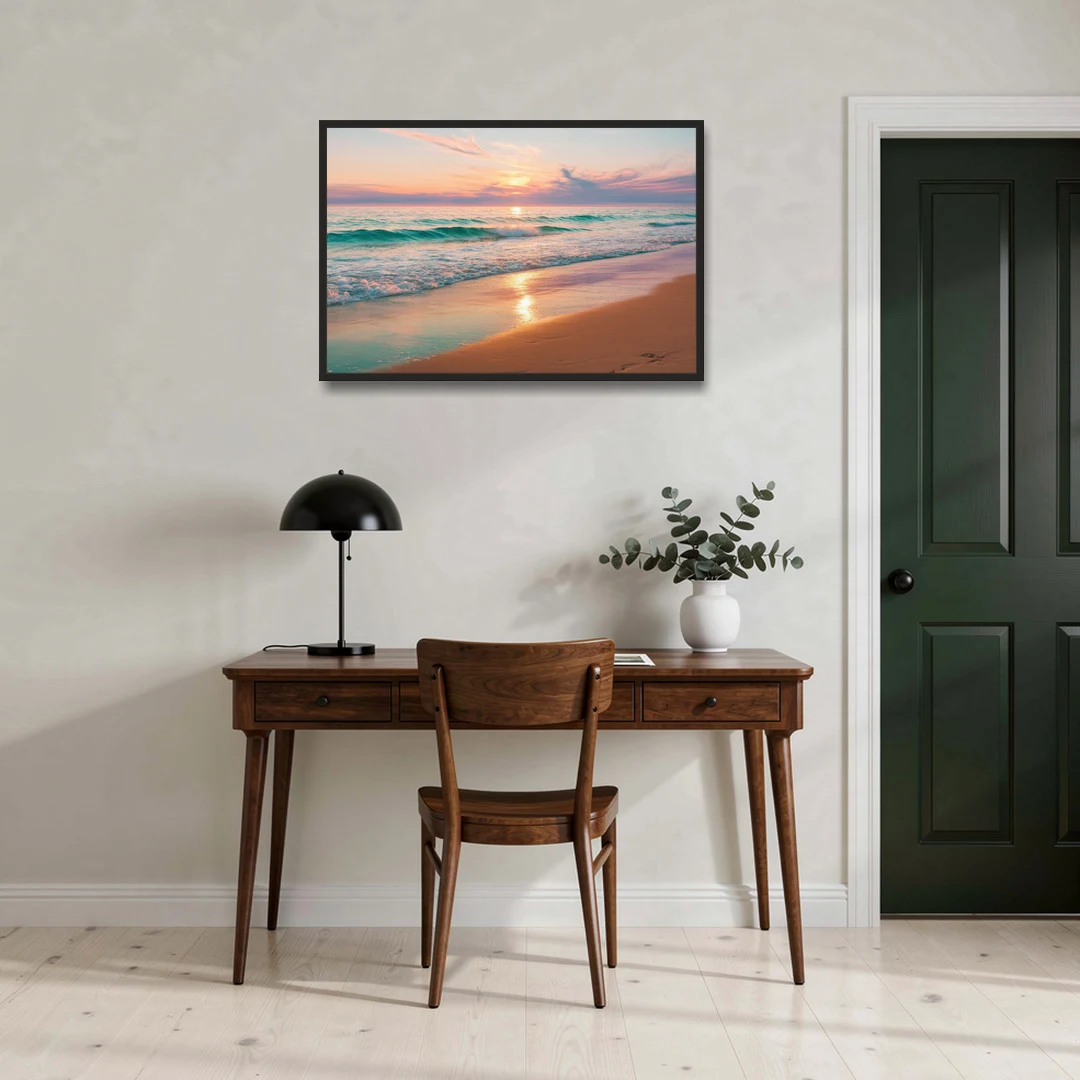 Corpus Christi Padre Island - Black Framed Canvas Wall Art - Office - 36x24