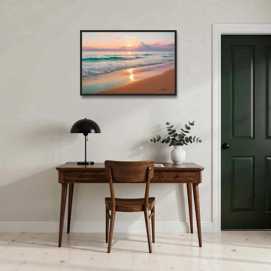 Corpus Christi Padre Island - Black Framed Canvas Wall Art - Office - 36x24