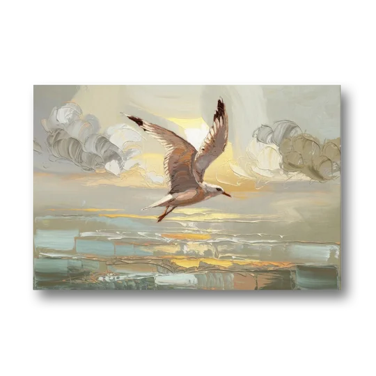 Corpus Christi Seagulls In Flight - Canvas Wall Art - Front