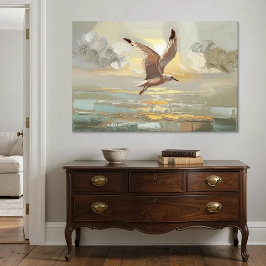 Corpus Christi Seagulls In Flight - Canvas Wall Art - Coffee Table - 60x40