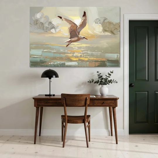 Corpus Christi Seagulls In Flight - Canvas Wall Art - Office - 60x40