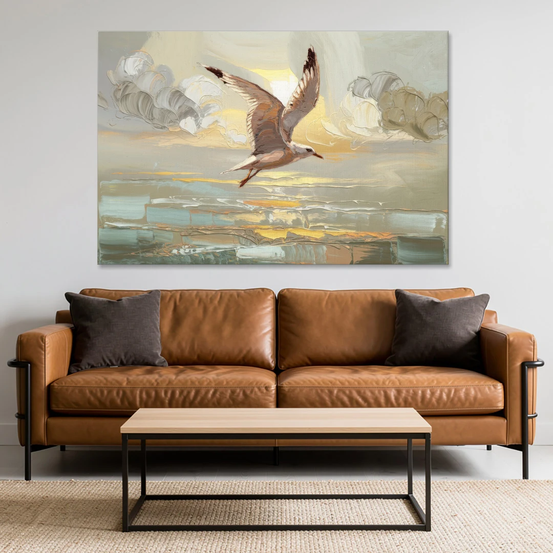 Corpus Christi Seagulls In Flight - Canvas Wall Art - Sofa - 60x40