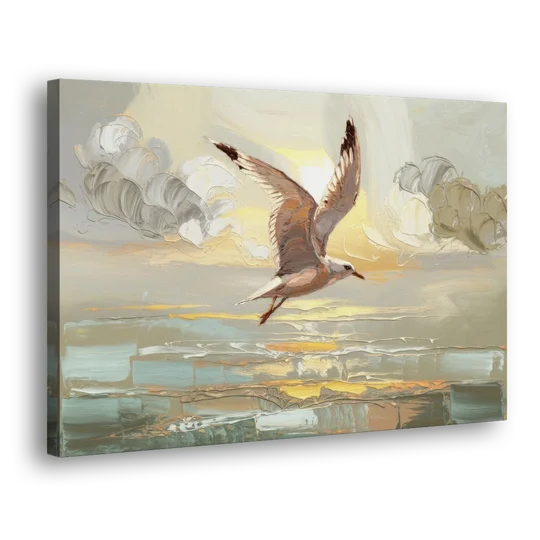 Corpus Christi Seagulls In Flight - Canvas Wall Art - Side