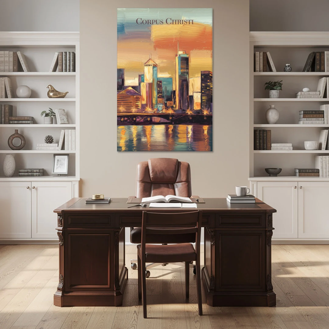 Corpus Christi Skyline View - Canvas Wall Art - Office - 40x60