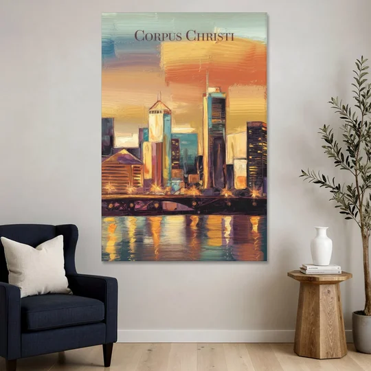 Corpus Christi Skyline View - Canvas Wall Art - Sofa - 40x60