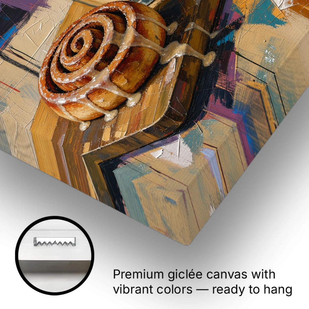 Cortado and Cinnamon Roll for the Coffee Bar - Canvas Wall Art - Gallery Wrap Corner