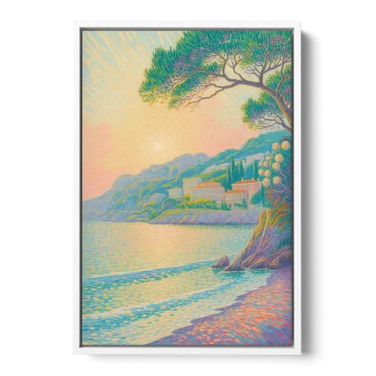 Cote d'Azur Bliss - White Framed Canvas Wall Art - Front