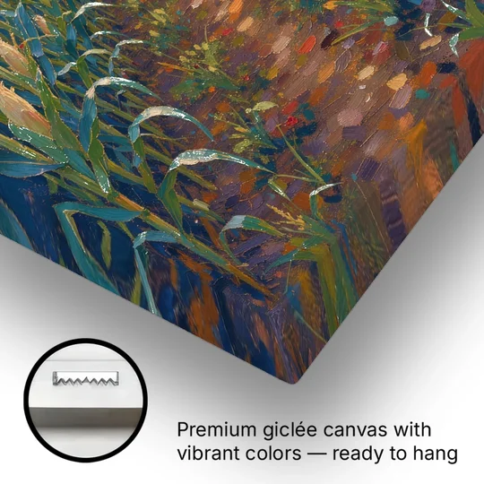 Country Landscape Painting of Corn Rows at Sunset - Canvas Wall Art - Gallery Wrap Corner