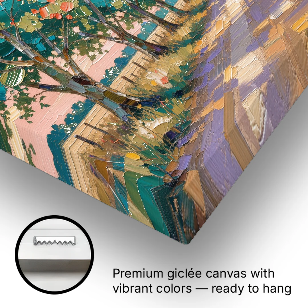 Country Road Painting Through Summer Trees - Canvas Wall Art - Gallery Wrap Corner