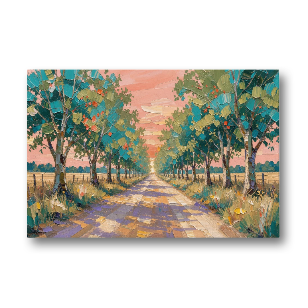 Country Road Painting Through Summer Trees - Canvas Wall Art - Front