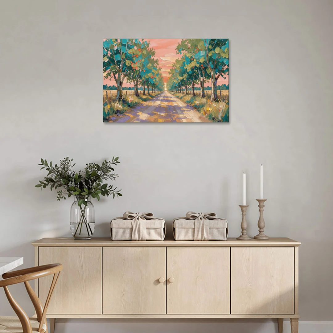 Country Road Painting Through Summer Trees - Canvas Wall Art - Coffee Table - 36x24