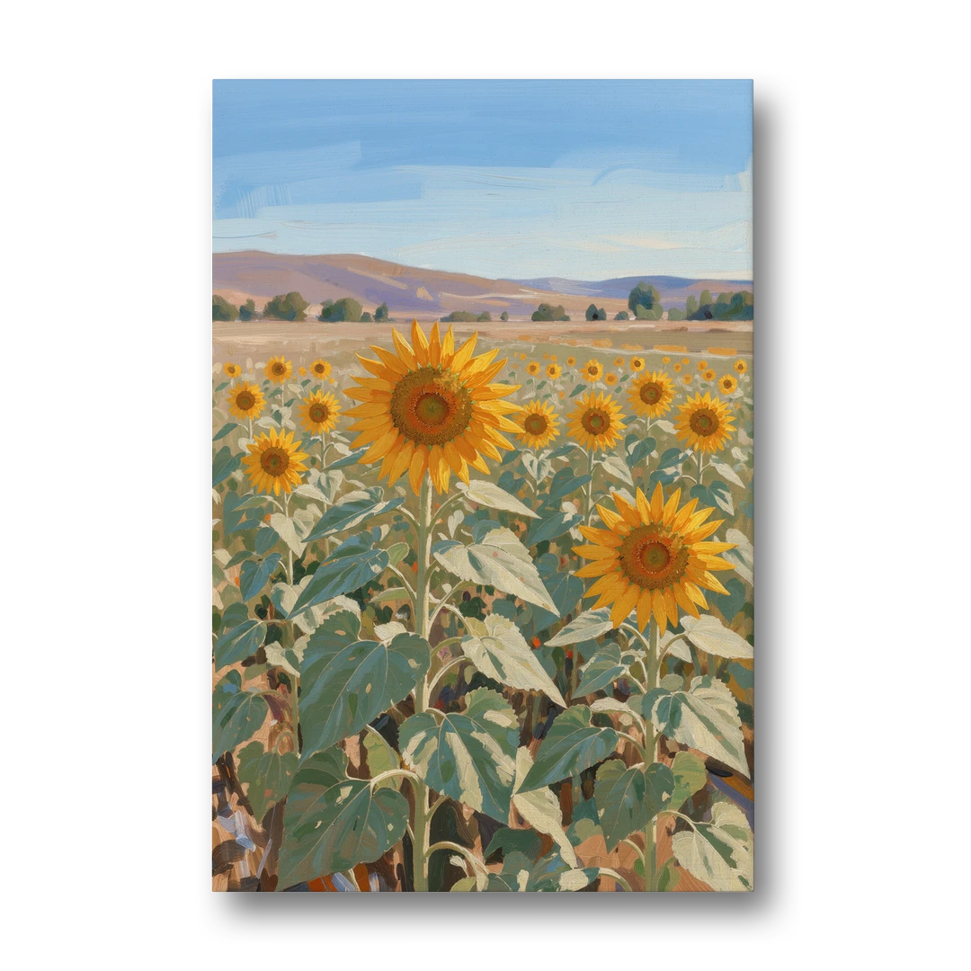 Country Wall Art of a Sunflower Field in Summer - Canvas Wall Art - Front